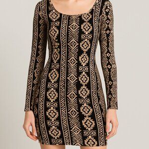 Forever 21 Black and Cream Tribal Print Dress